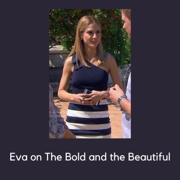 TED BAKER One Shoulder Rowing Stripe Dress - Picture 2 of 7